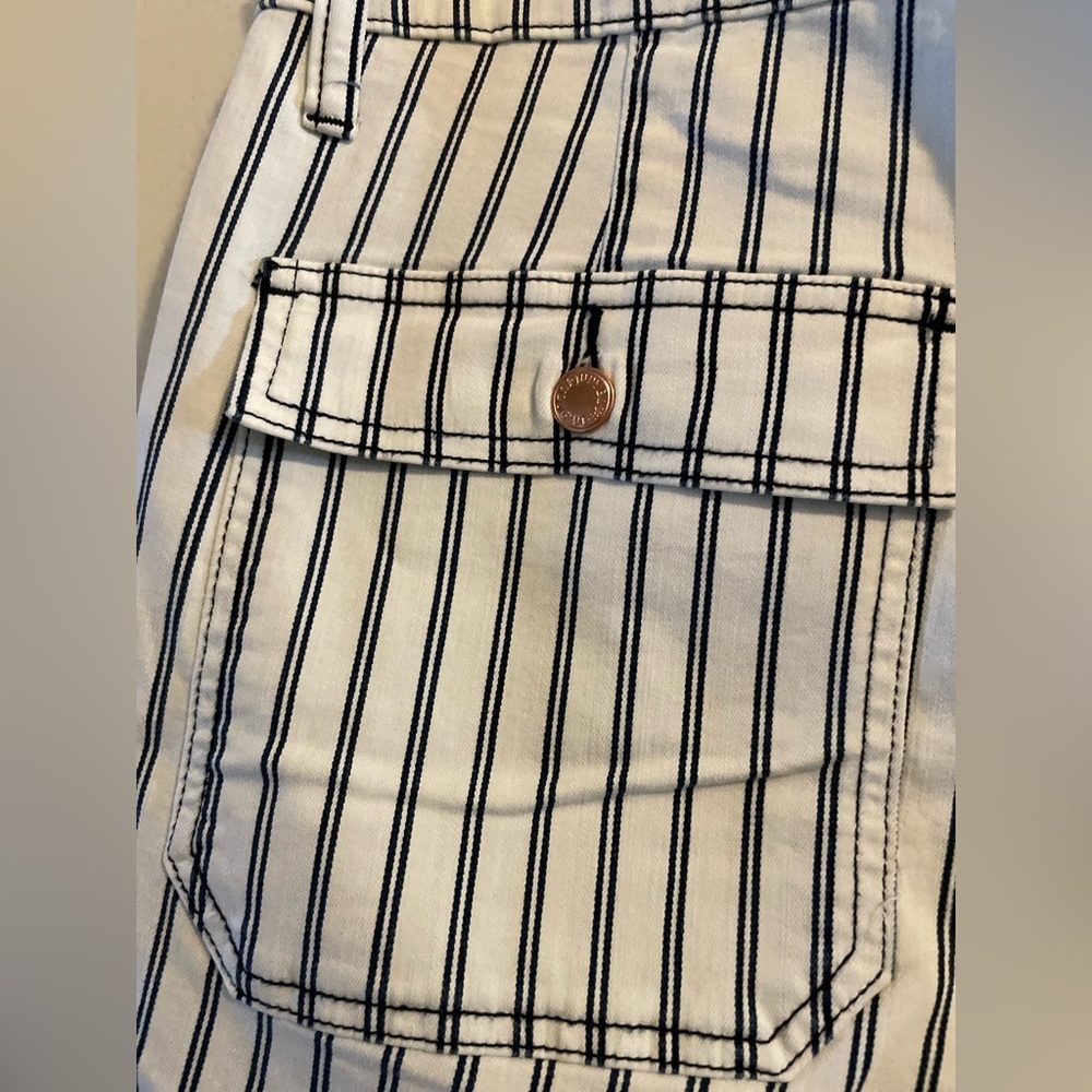 Judy Blue Navy White Striped High Waist Denim Short Rose Gold Buttons Size 1X - Picture 7 of 16